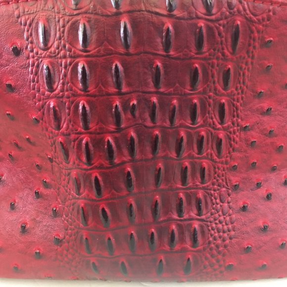 Red Croc Faux Leather Shoulder Bag Cross Body Shoulder Purse Cell Pocket Zipper - Picture 5 of 11
